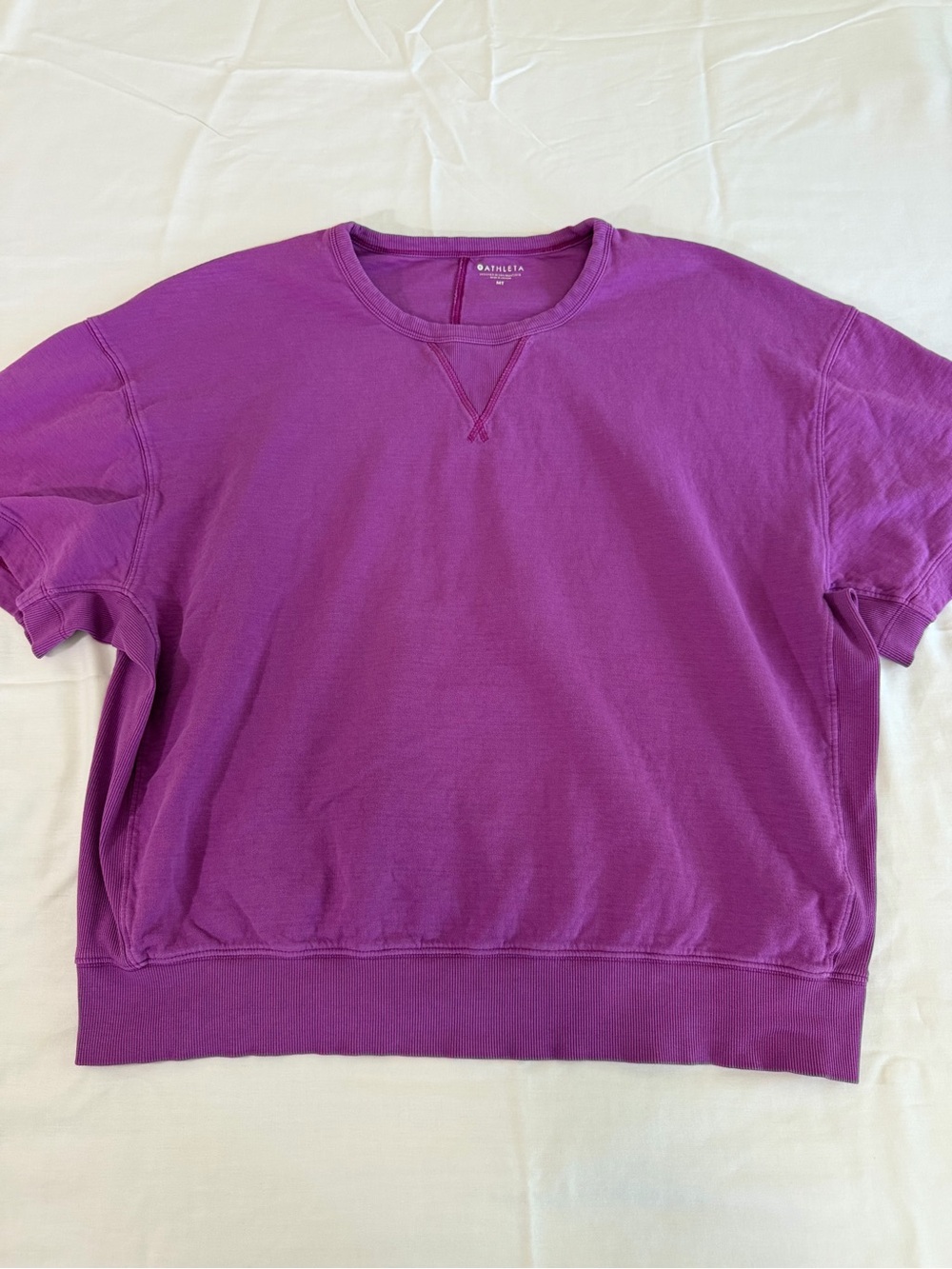Athleta Bright Purple Short-Sleeve Crewneck Sweatshirt
